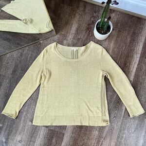 Eileen Fisher Peach Knit Long Sleeve Shirt Linen